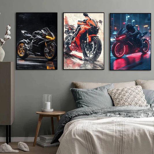 Fantastic Superbike Motorcycle Poster – Sportbike Racing Canvas Wall Art for Home Decor &amp; Gifts