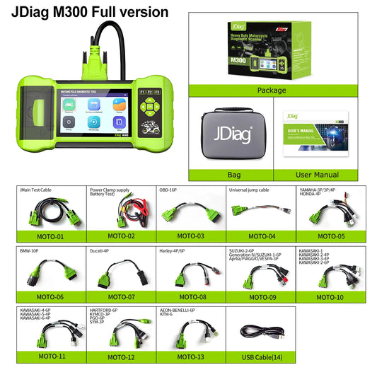 JDiag M300 Motorcycle Diagnostic Tool – Multi-Brand Fault Code Reader for BMW, Ducati, Harley, Honda, Kawasaki