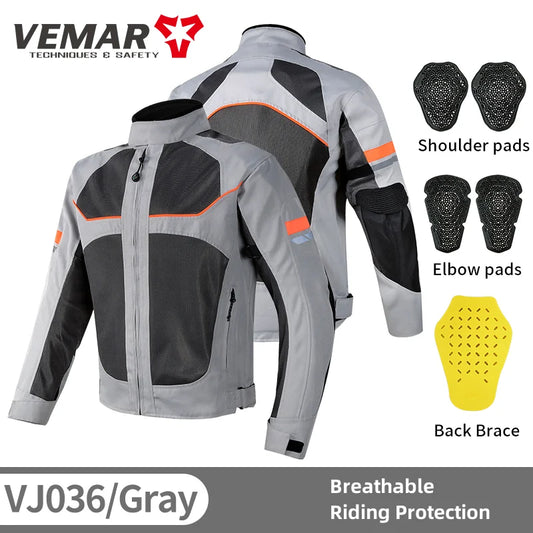 Vemar Summer Motorcycle Jacket – Men's Protective Motocross Racing Gear with Reflective Oxford Fabric