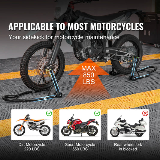 SucceBuy Motorcycle Stand Lift – 850lbs Front &amp; Rear Combo Wheel Lift Set