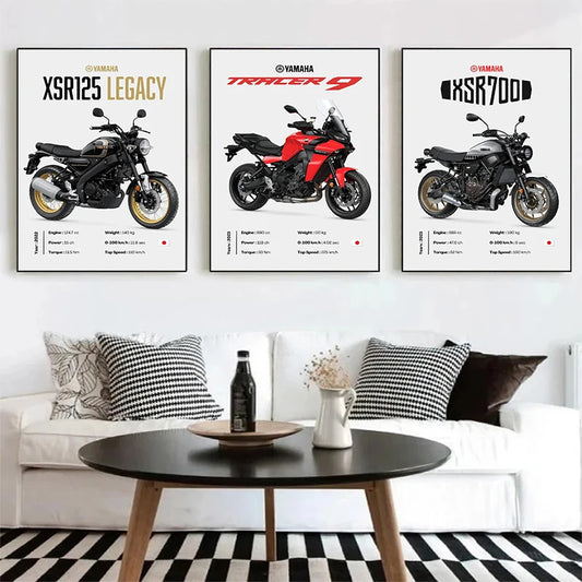 Classic Japanese Motorcycle Canvas Posters – Modern Motorbike Wall Art for Home Decor