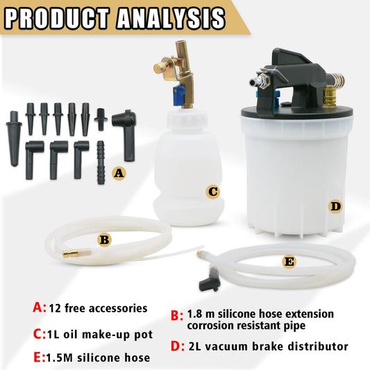 2L Pneumatic Vacuum Brake Bleeder Kit – Explosion-Proof Fluid Refilling Tool Set