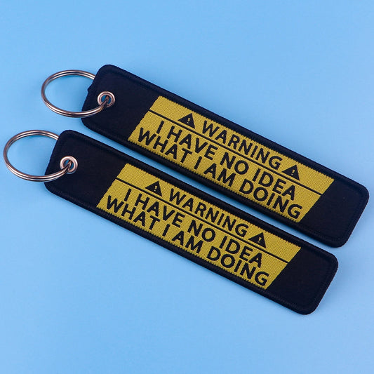 Warning Sign Embroidery Key Fobs – Funny Quote Key Tags for Motorcycles &amp; Cars