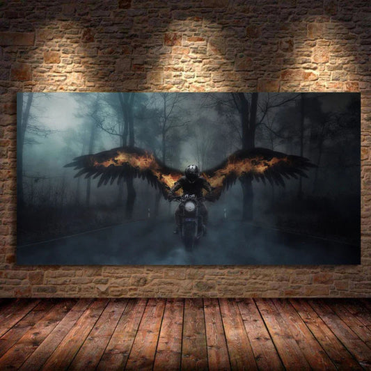 Modern Art Motorcycle Fog Load Posters – Black &amp; White Canvas Prints for Living Room Decor