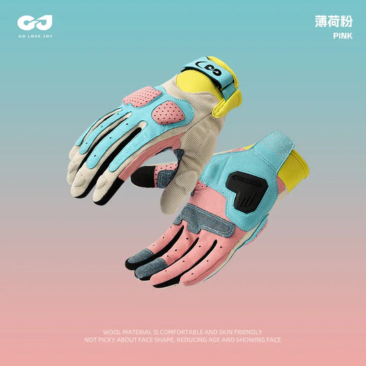 Summer Breathable Motorcycle Gloves – Macaron Color Touchscreen Riding Gloves