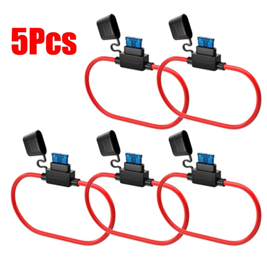 10Pcs Car Mini Waterproof Fuse Box – Blade Type In-Line Fuse Holder with Power Socket (14AWG, 2V-30A)