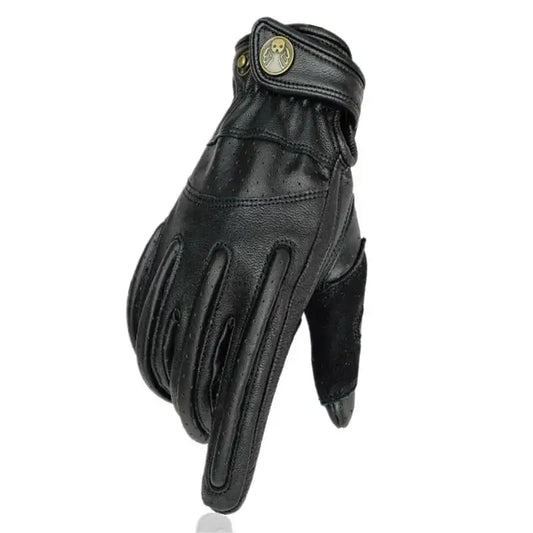 Nikukodo Retro Leather Motorcycle Gloves – Men’s Comfortable, Protective Riding Gloves with Touch Screen Function