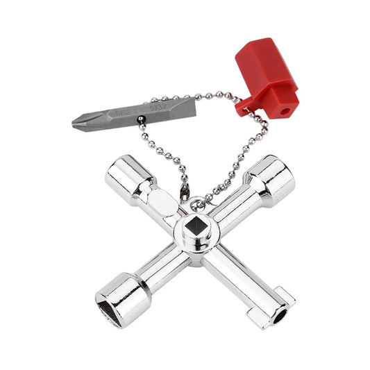 4-Way Cross Key – Universal Zinc Alloy Multifunction Wrench for Technicians