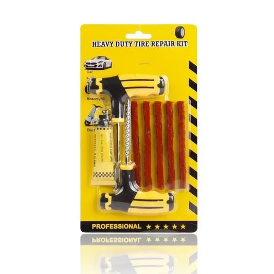 Motorcycle Tire Repair Tool Kit – Tubeless Tyre Puncture Plug Set with Rubber Strips