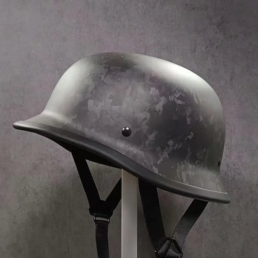 Forged Carbon Fiber German-Style Motorcycle Helmet – Vintage Cruise Half Helmet for Men