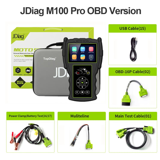 JDiag M100 Pro Motorcycle Diagnostic Scanner – OBD2 Fault Code Reader for BMW, Kawasaki, Yamaha, Suzuki, KTM