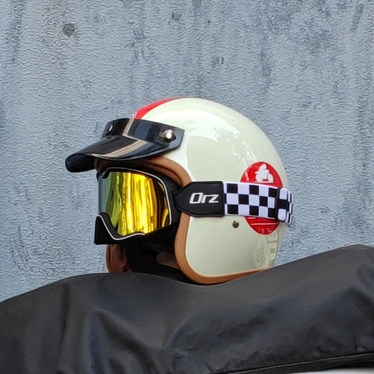 Retro Semi-Open Motorcycle Helmet – 3/4 Vintage Style for Cross-Country &amp; Winter Riding