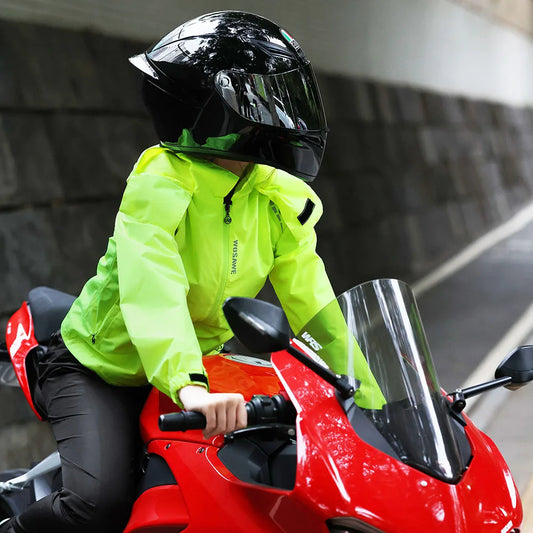 WOSAWE Women’s Motorcycle Raincoat – Waterproof, Reflective with Hood &amp; Pocket