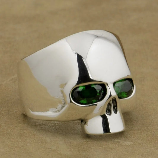 925 Sterling Silver Skull Ring – CZ Eyes Biker Punk Jewelry (US Size 7–15)