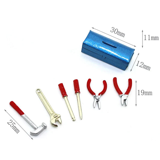 1/12 Miniature Alloy Repair Toolbox – Dollhouse Simulation Tool Set