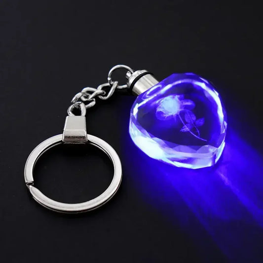 Free Customized Crystal Pendant with LED Light – 2D Engraved Glass Souvenir for Car Interior Accessories