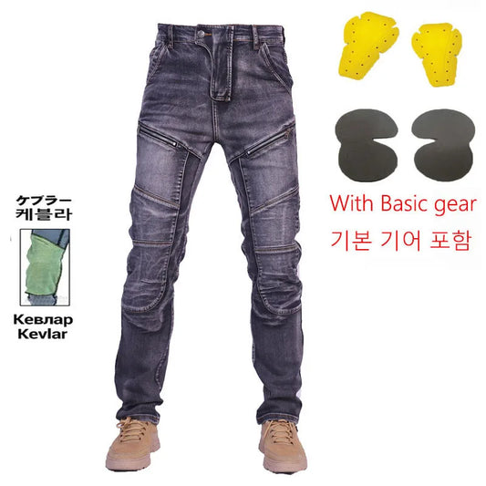 KV04 Amekaji Kevlar Motorcycle Jeans – Aramid Riding Pants with Hip &amp; Knee Pads