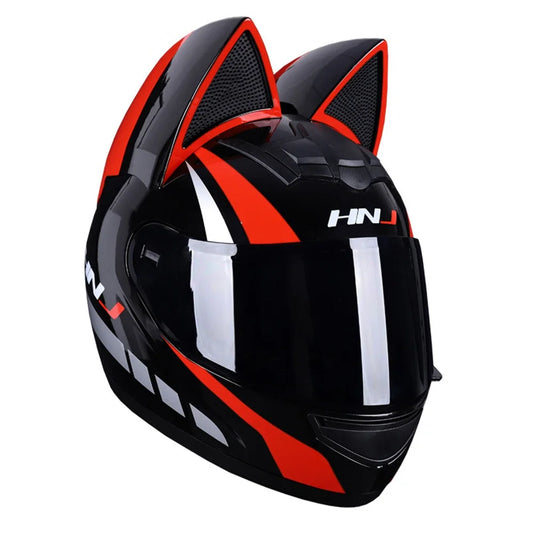 Cat Ear Full-Face Motorcycle Helmet – Breathable DOT-Certified Motocross Helmet for Men &amp; Women