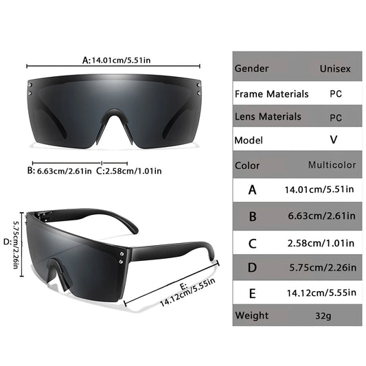 Large Frame Motorcycle Sunglasses – Unisex Outdoor MTB Cycling Square Windproof Goggles with UV400 Protection