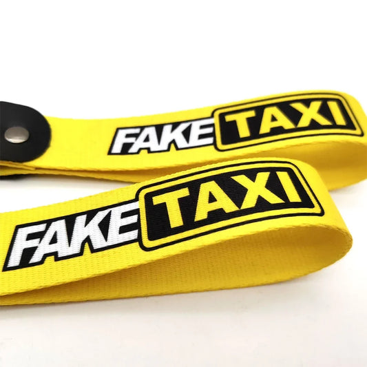 FAKE TAXI JDM Keychain – Double-Sided Nylon Lanyard Key Strap for Car &amp; Motorcycle