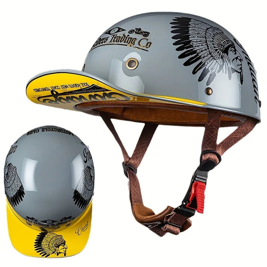 Motorcycle Helmet for Men – Retro Half-Face Baseball Cap Style with DOT Certification