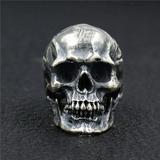 Heavy Punk Skull Ring for Men – Real 925 Sterling Silver Biker Skeleton Band