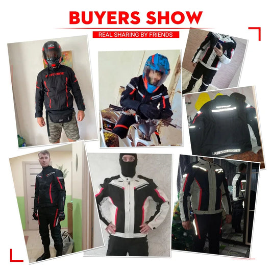 Motorcycle Waterproof Riding Jacket &amp; Pants Set – Windproof Motorbike Gear with Protective Armor (M–3XL)